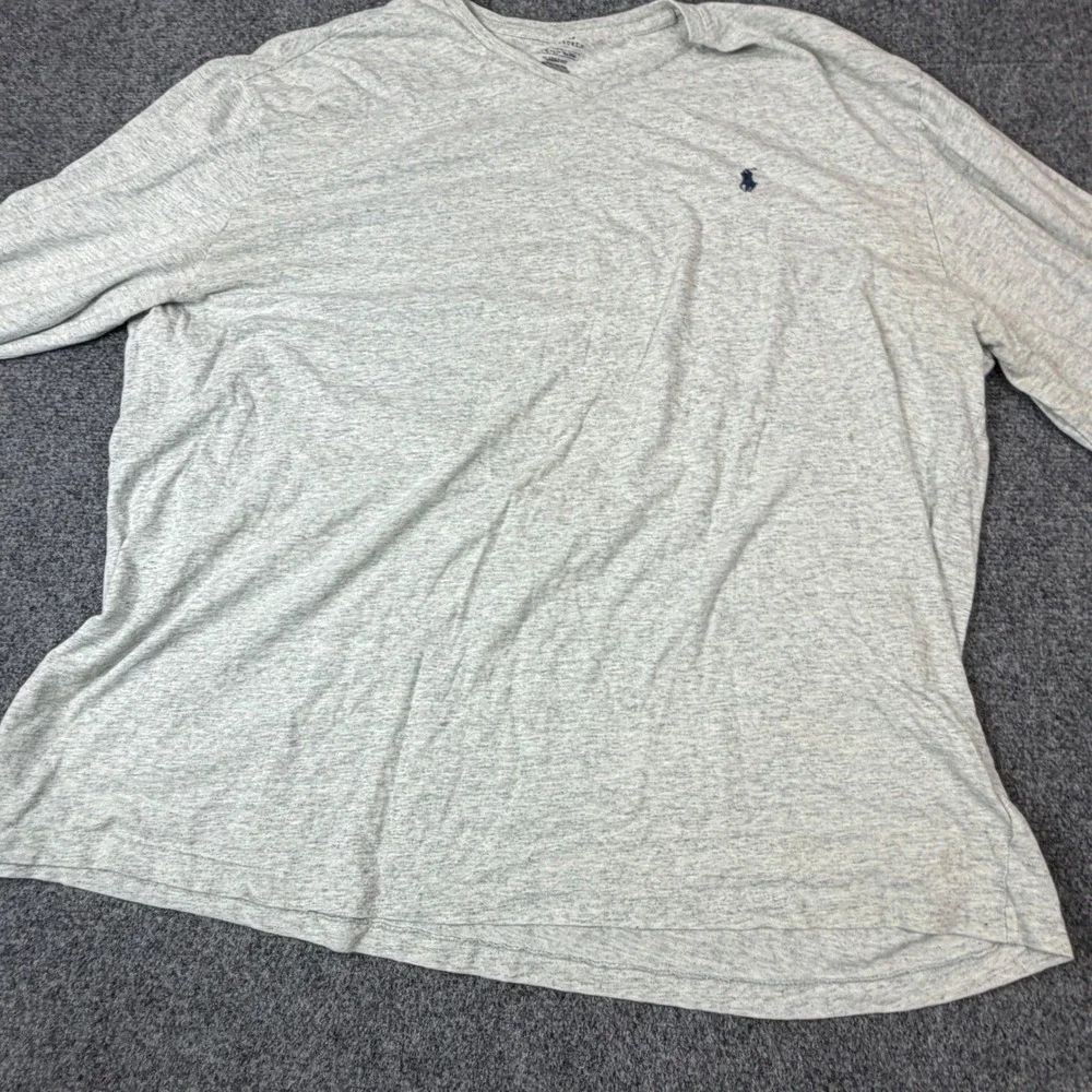 Polo Ralph Lauren Mens‎ Size XL  V-Neck Long Sleeve T-Shirt Gray Classic Fit